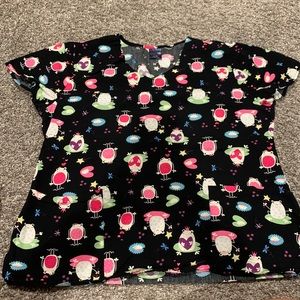Frog and lily pad scrub top.